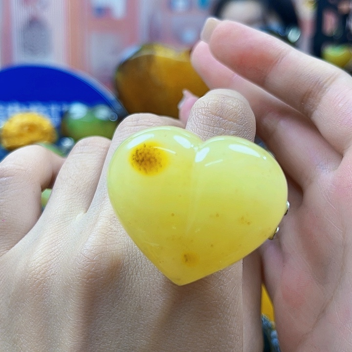 蜜蜡银S925镶嵌裸石戒指