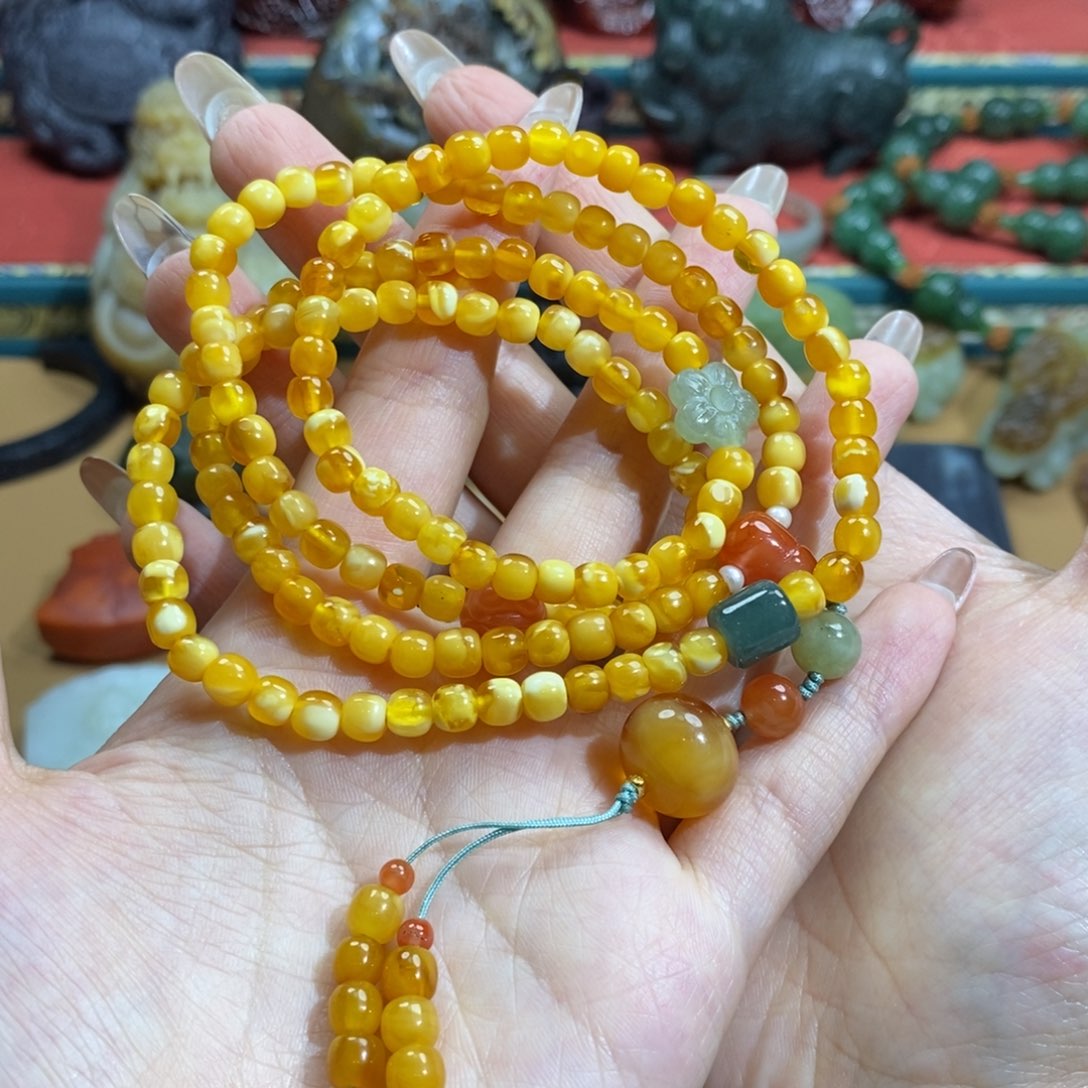 蜜蜡颈饰未镶嵌108带配饰