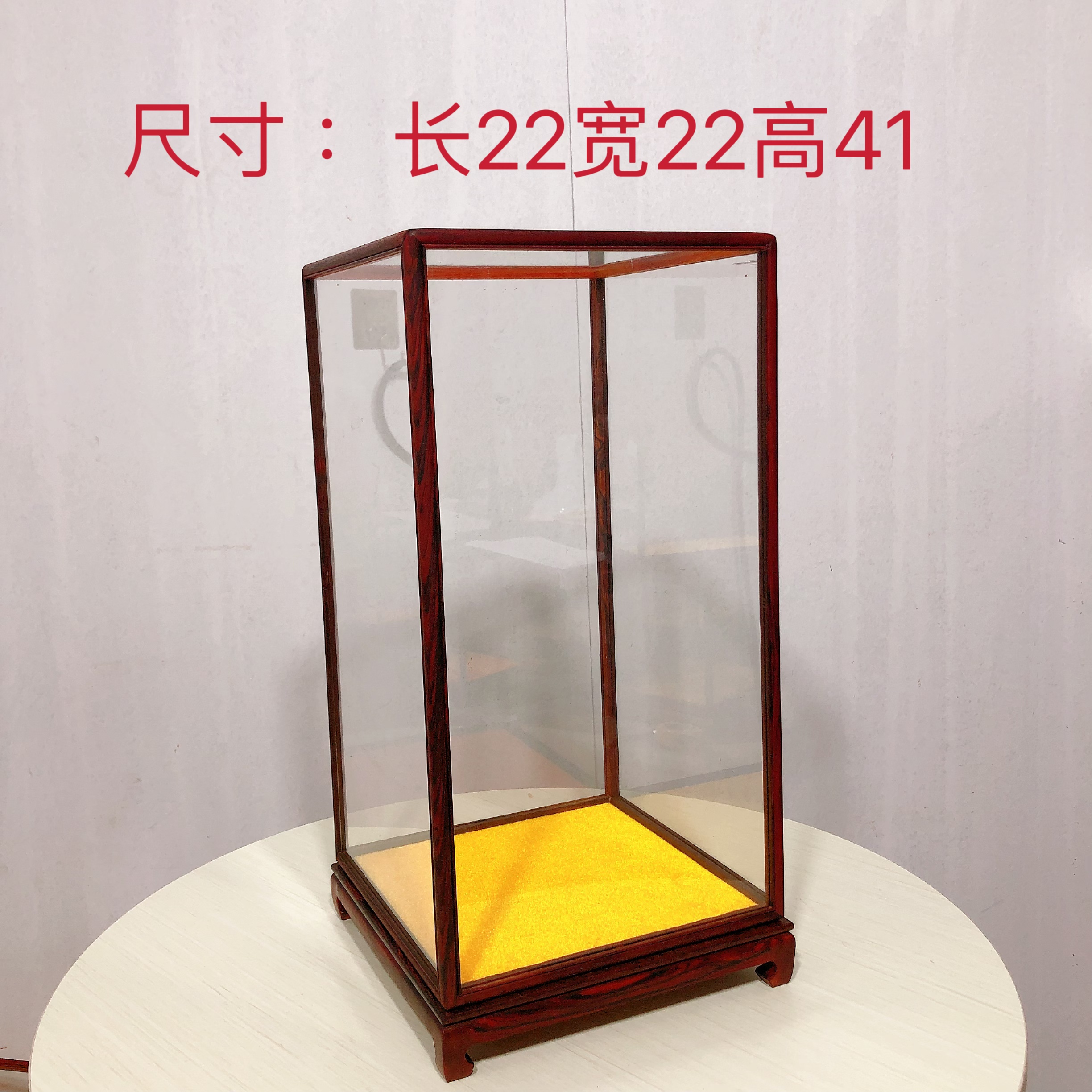 红酸枝微凹黄檀工艺品佛像菩萨花瓶古董乐高摆件透明玻璃罩防尘罩