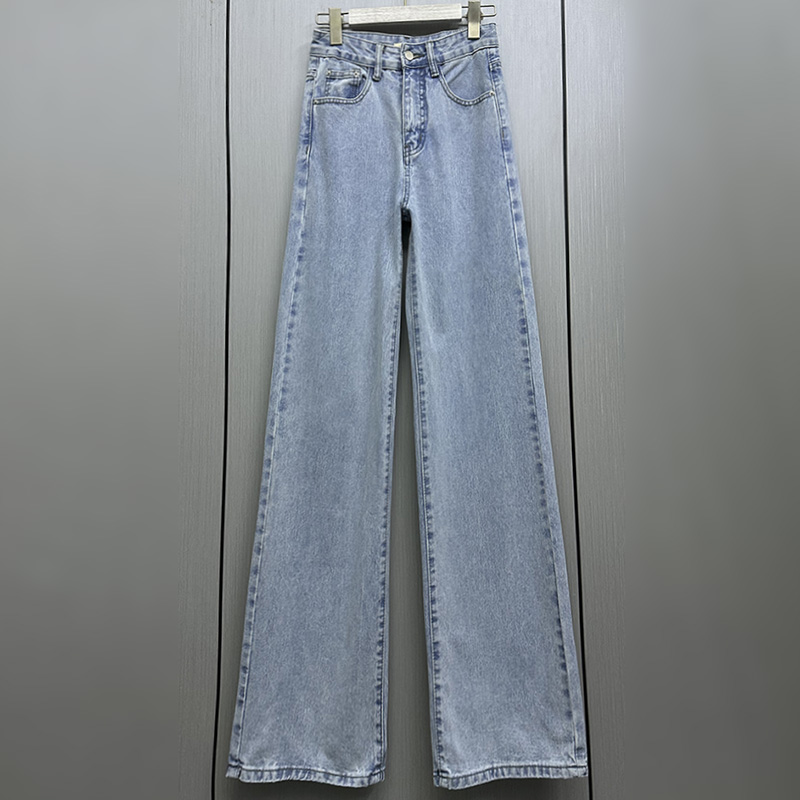 外贸原单175高个子女装新款阔腿裤洗水百搭高腰休闲直筒牛仔裤