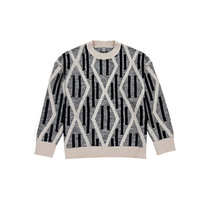 2025早春菱格竖条套头毛衣V1186