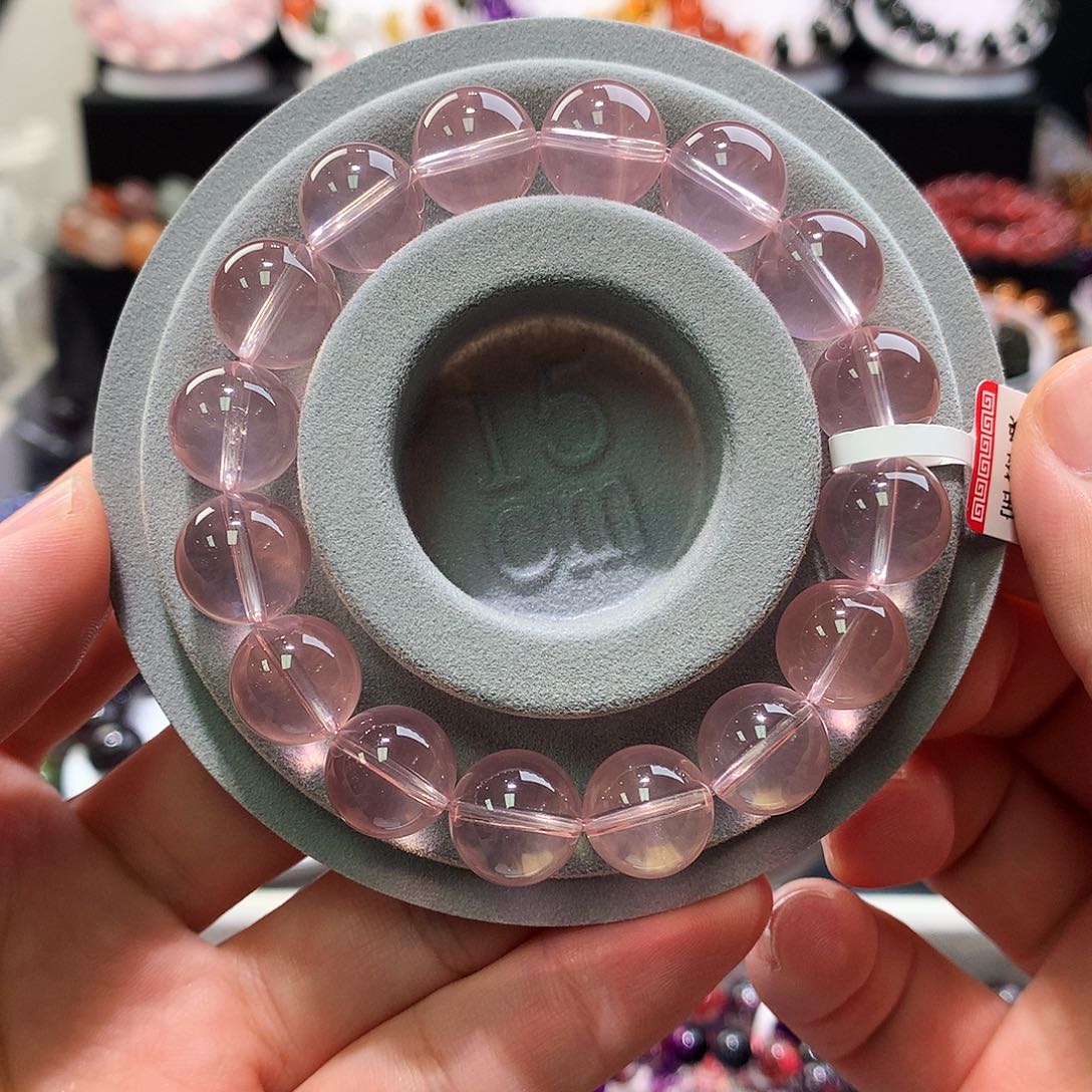 未镶嵌手链水晶冰橘粉晶尺寸12m-17m