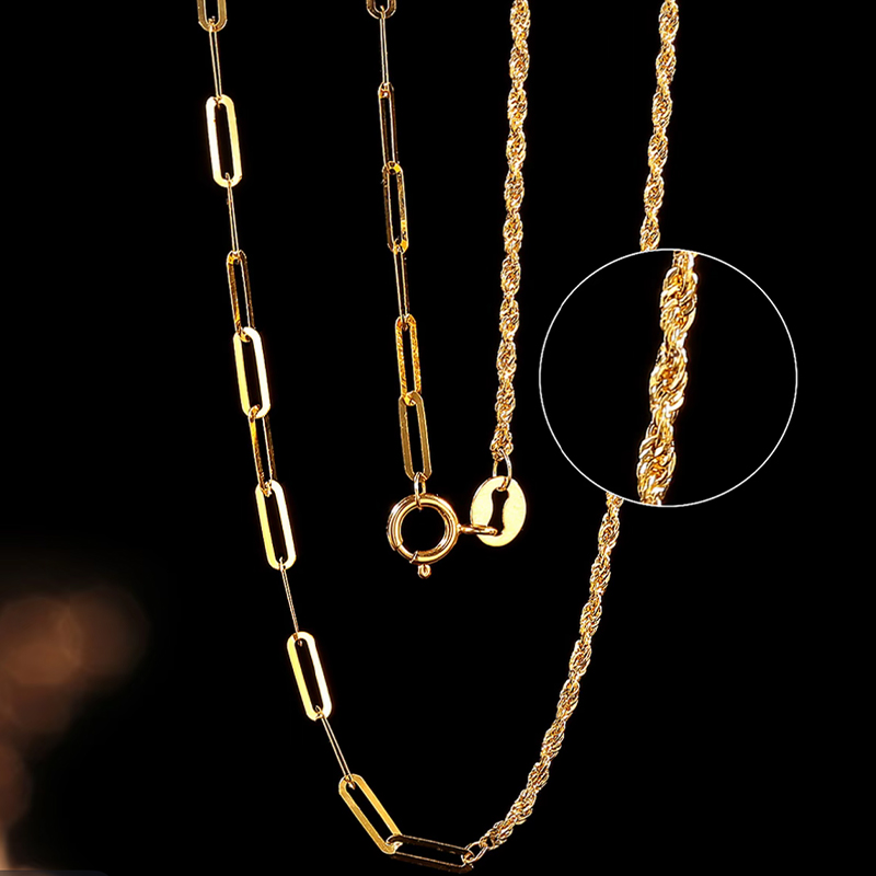 18K金麻绳拼卡家项链简约百搭