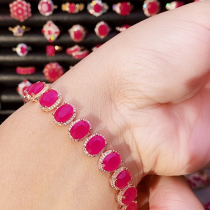 红宝石手链银S925镶嵌