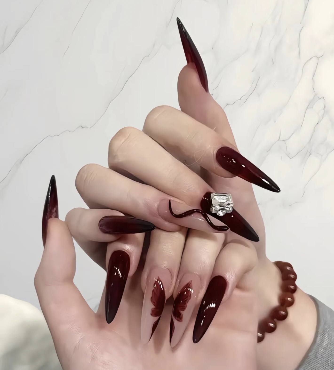 纯手工穿戴甲拍下备注+编码  两单飞  一单补邮3米中长款穿戴式