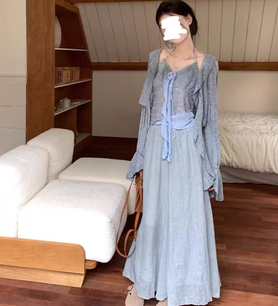 [胖鹅张]甜美荷叶边立体花朵三件套 #1816[实物以直播间展示为准]