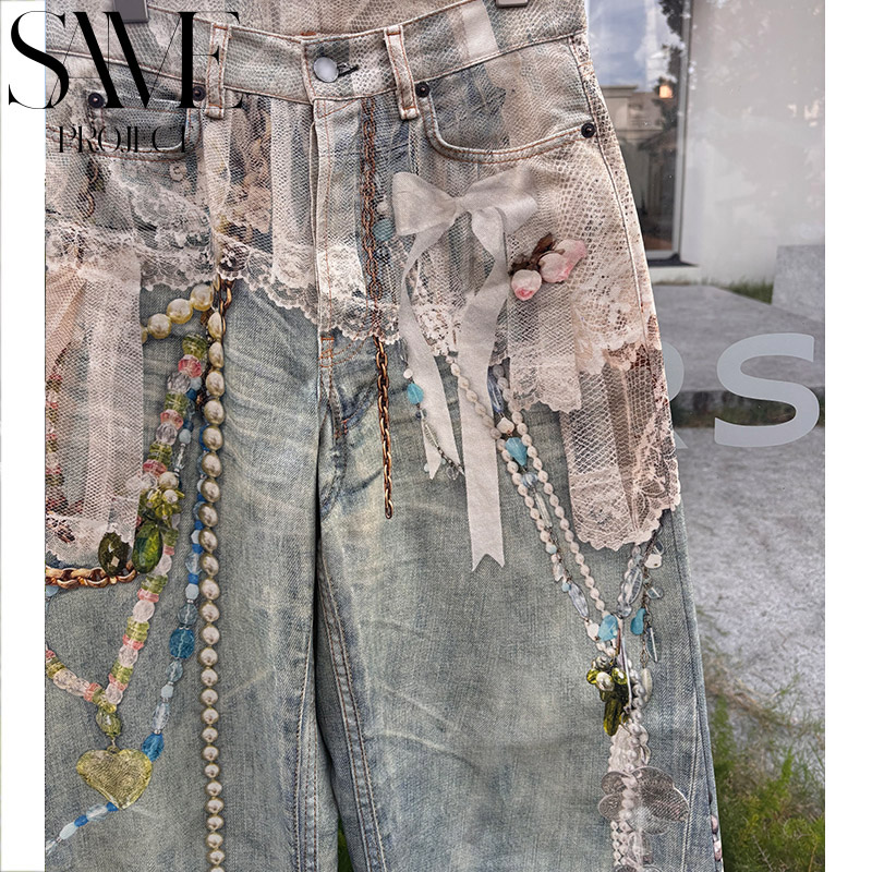 SPJ  独家蓝光「圣诞果链条！男女同款显瘦多巴胺打印蕾丝糖果裤」