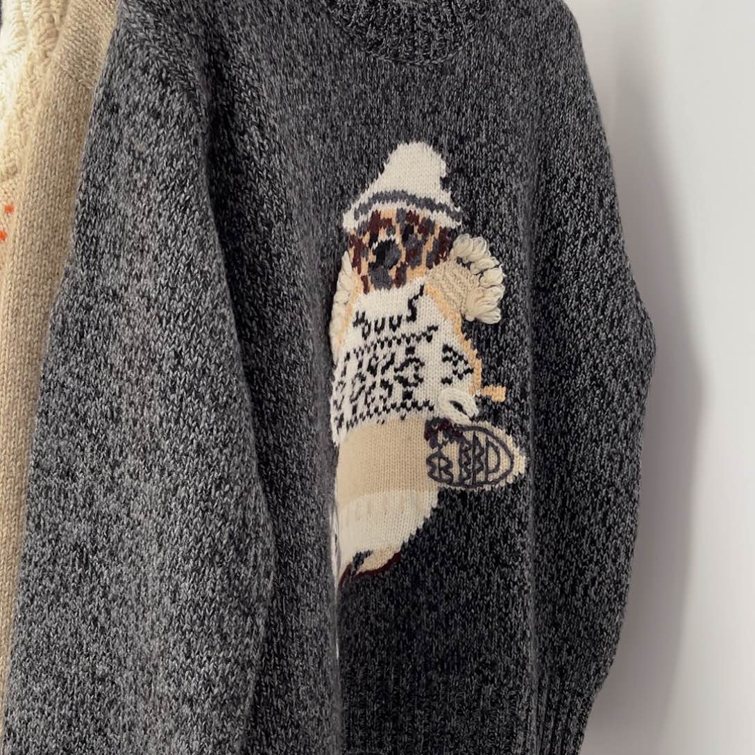 小熊 花纱 羊绒衫