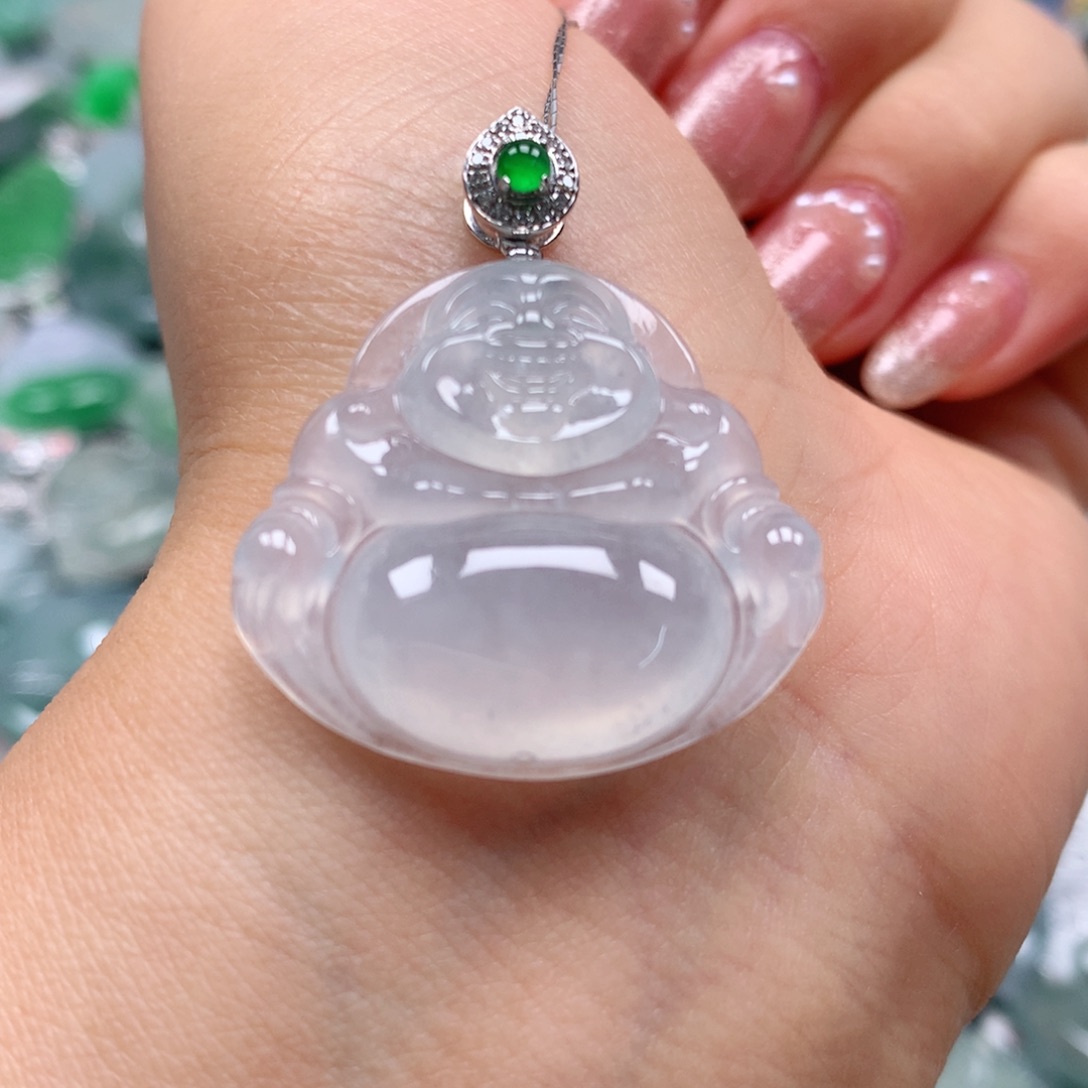 翡翠颈饰18K金镶嵌天然翡翠