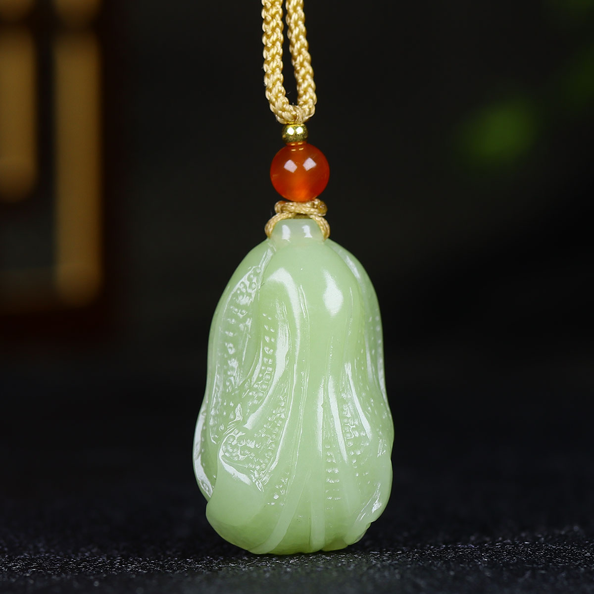 1227130和田玉黄玉白菜挂件