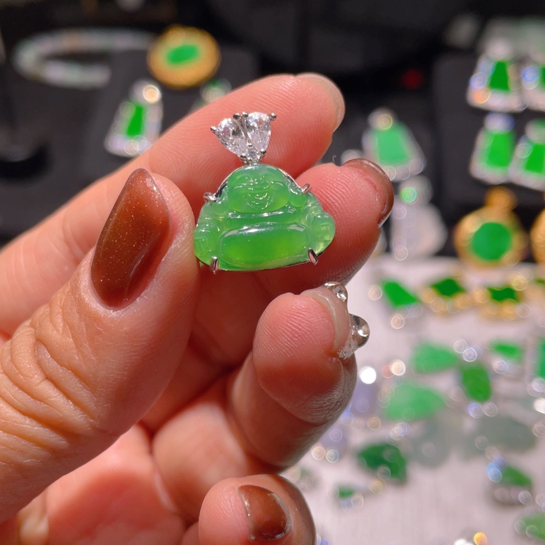 翡翠颈饰银S925镶嵌精品