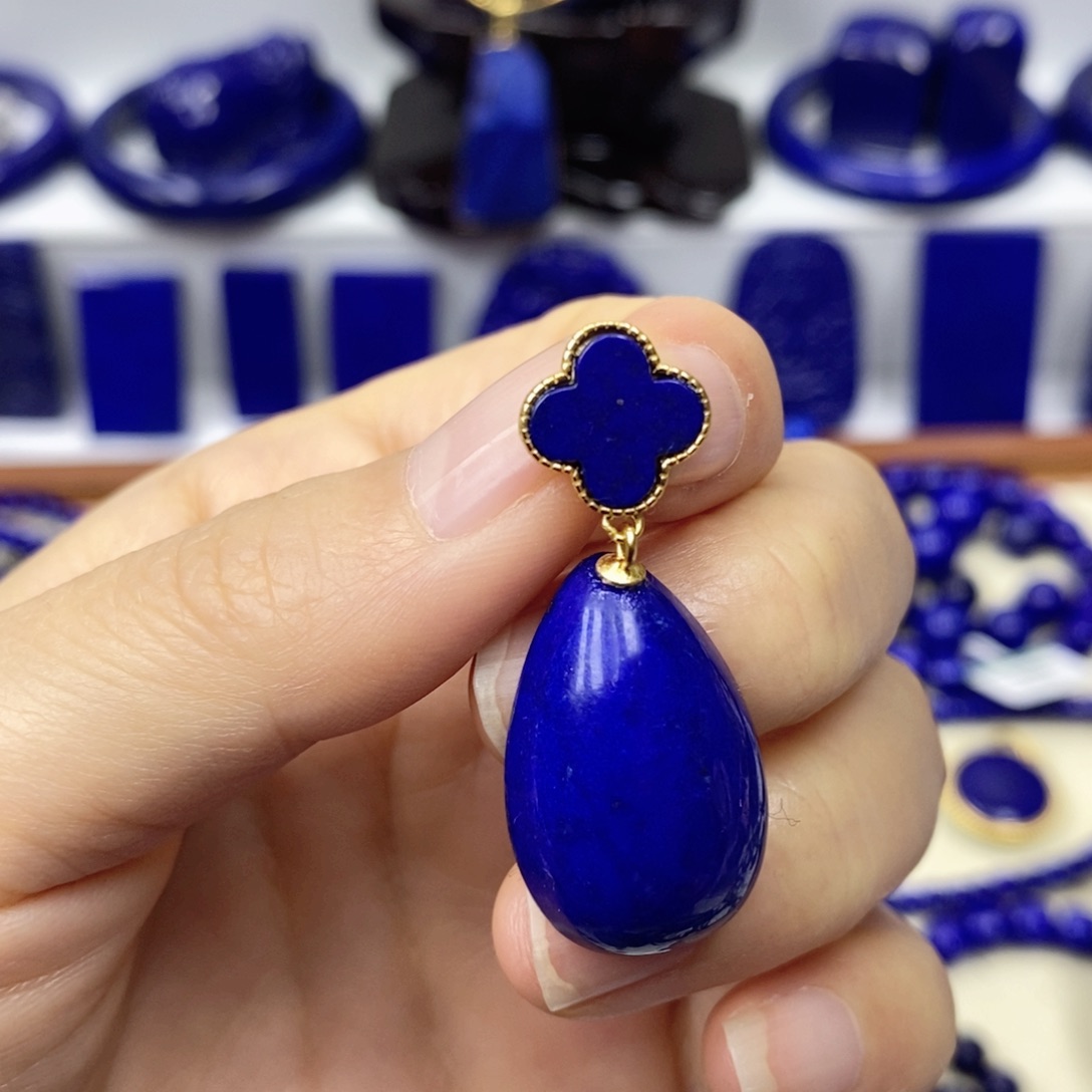 青金石颈饰银S925镀金镶嵌