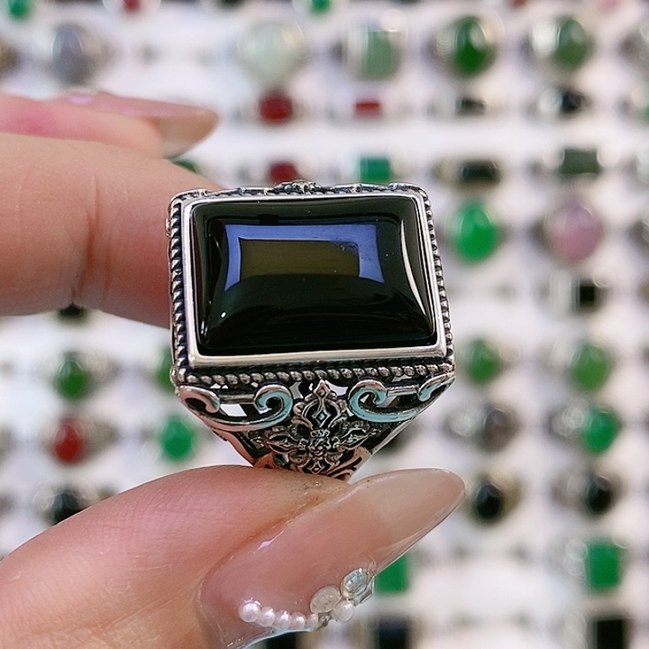 银S925镶嵌戒指玛瑙/玉髓