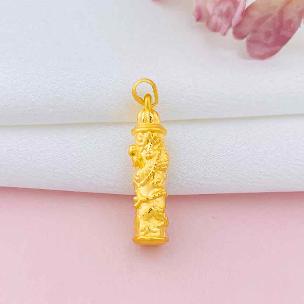 龙柱黄金吊坠足金999盘龙柱吊坠黄金龙年生肖龙金吊坠正品赠银链