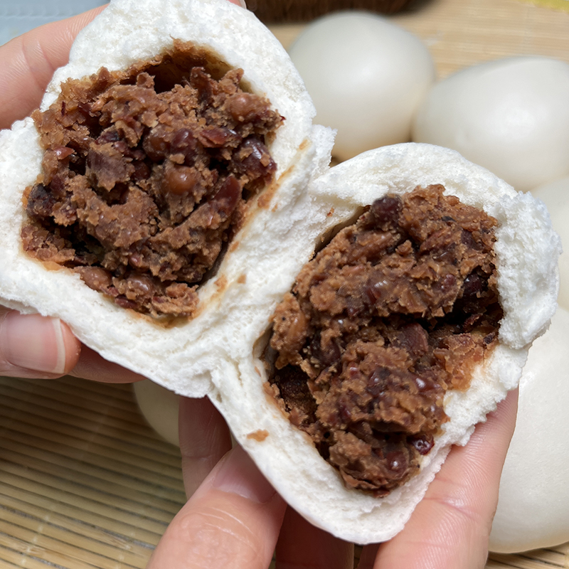 杜毛女【红豆包 /板栗包子】豆憨包6个盒装老酵面制作陕西特产早餐