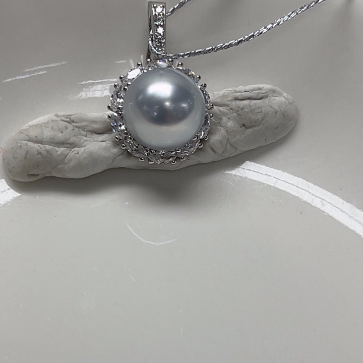 银S925镶嵌颈饰海水珍珠澳白 8-9mm 15