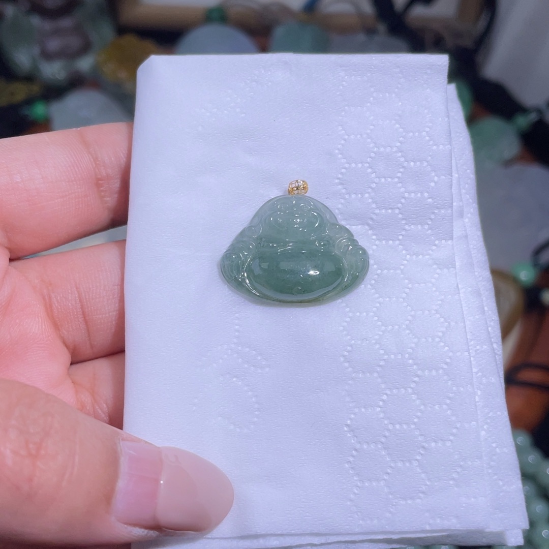 翡翠18K金镶嵌吊坠(不含链)吊坠016