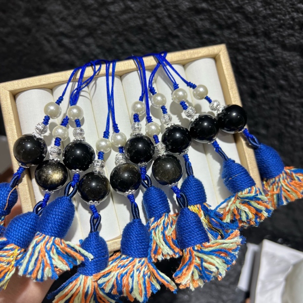 【月月家】W032天然金曜石 原创设计款金曜石手机挂 多样性发其一