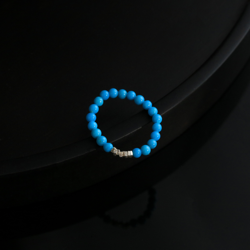 S925银碎银几两绿松美松戒指 约2mm XZ0428BZ