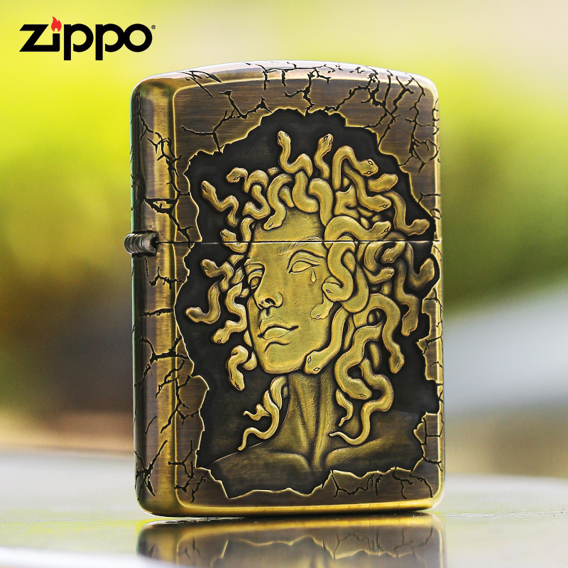 ZIPPO/之宝打火机【美杜莎】盔甲浮雕防风精雕原装做旧送礼DYJ1H1X1