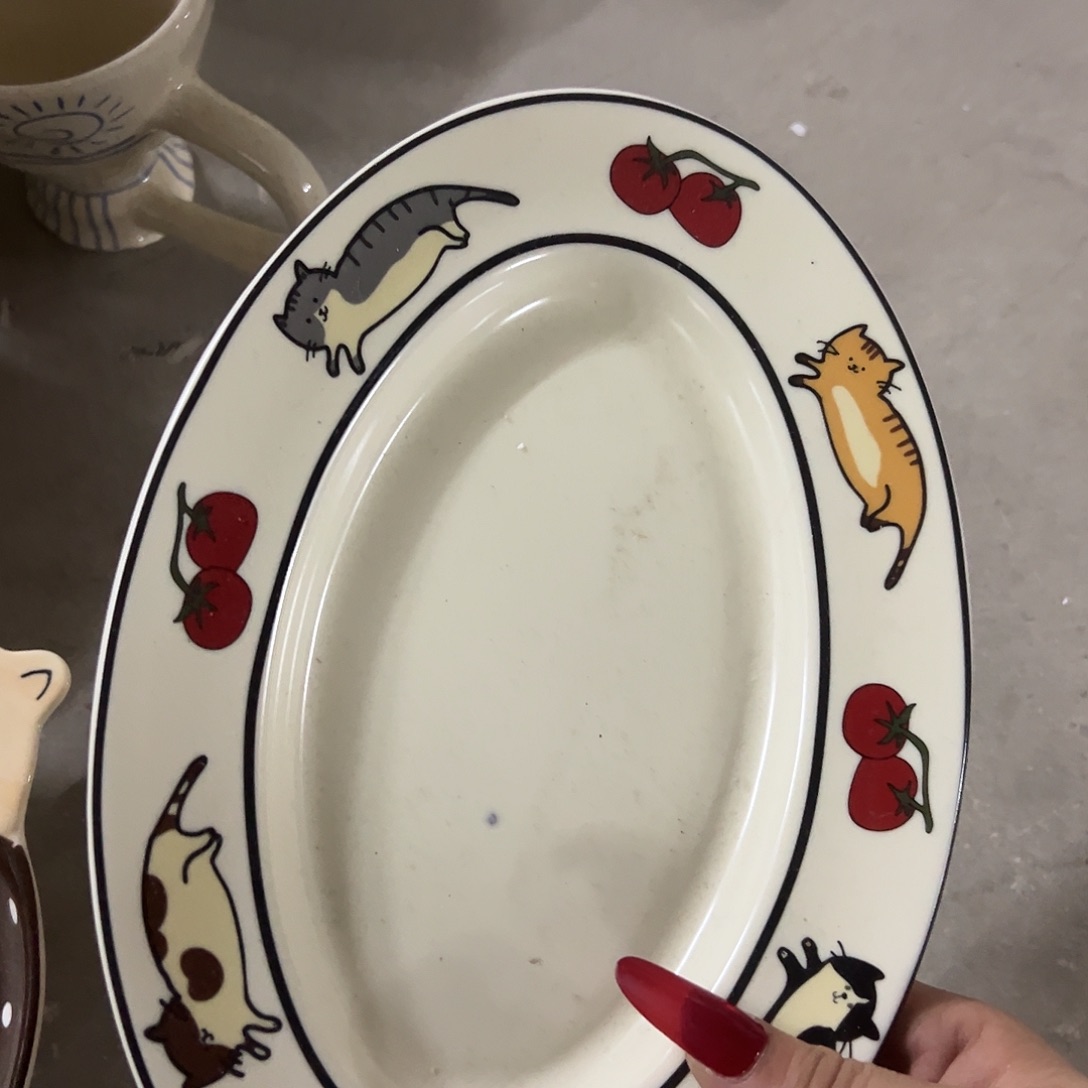 陶微瑕黑猫鱼盘一个