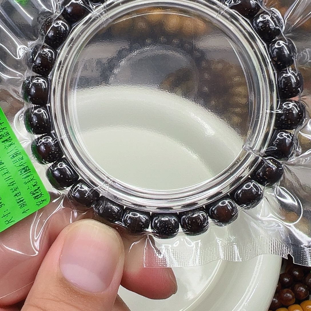 星月菩提手串15傲世黑金玉华星月菩提单圈9×8