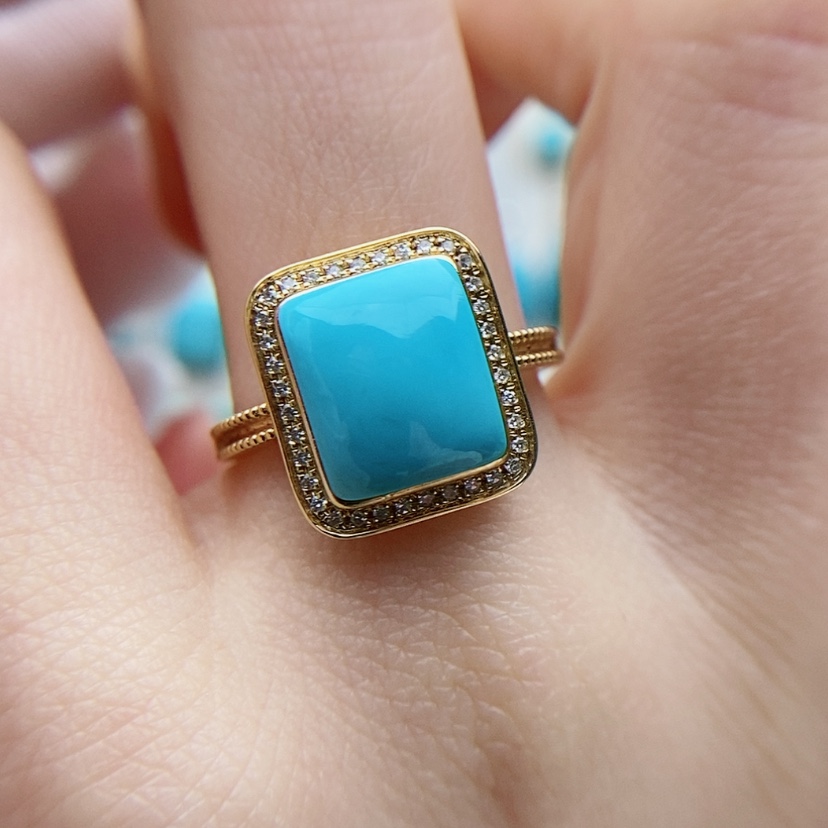 【闪购商品】18K金镶嵌绿松石珠宝奇石