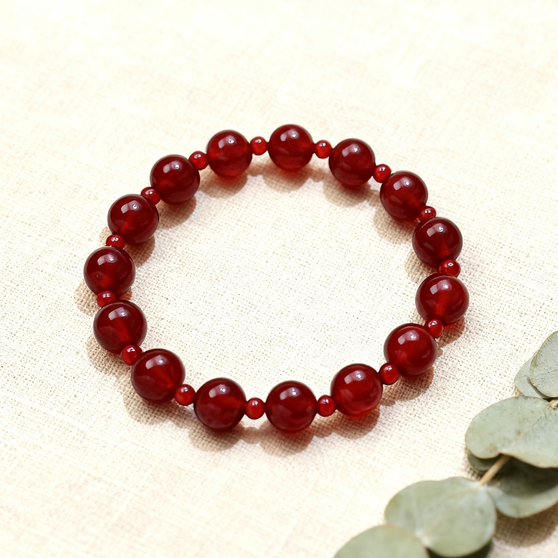 【赤瑶光】许妍同款10mm+4mm天然红玛瑙手串明星同款显白百搭