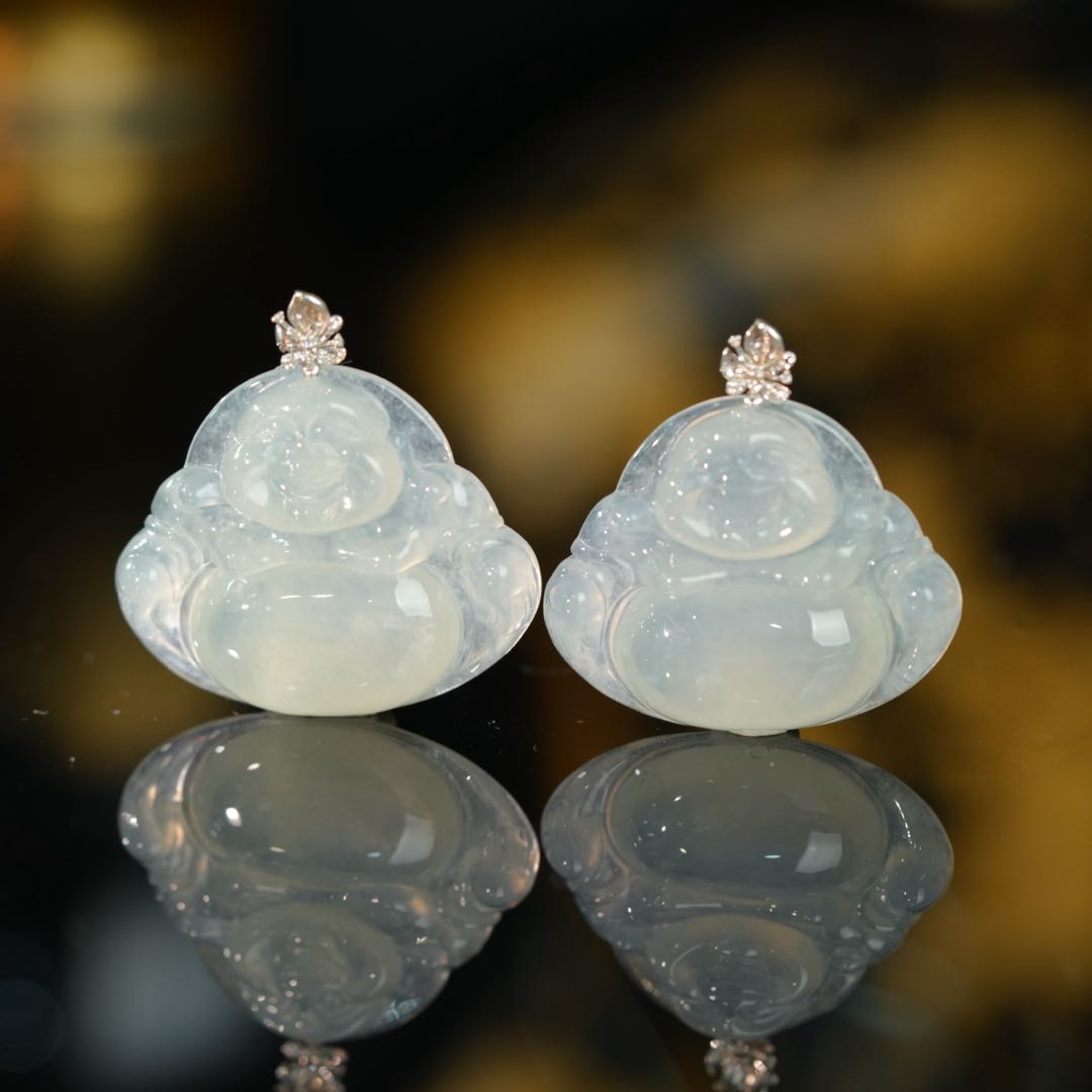 【初见珠宝】18k金翡翠佛公吊坠10-1C375X213【多样性发一件】