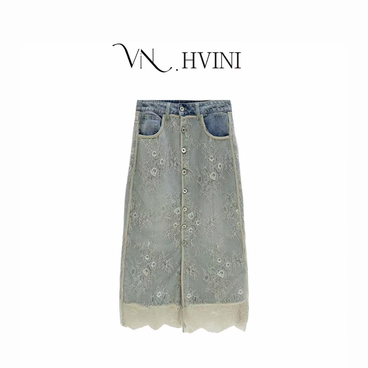 【牛仔拼接】2025春季新款休闲气质牛仔半身裙半裙H2837