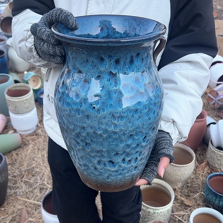 紫砂花盆高度32口20          