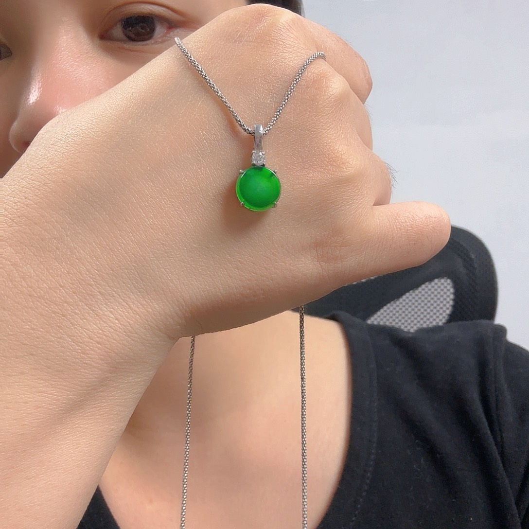 翡翠银S925镶嵌吊坠(不含链)