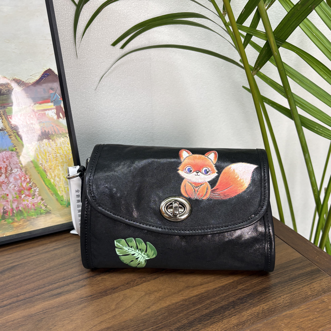 水晶植鞣头层牛皮小信封斜挎包【3D高分子热熔印制】82706