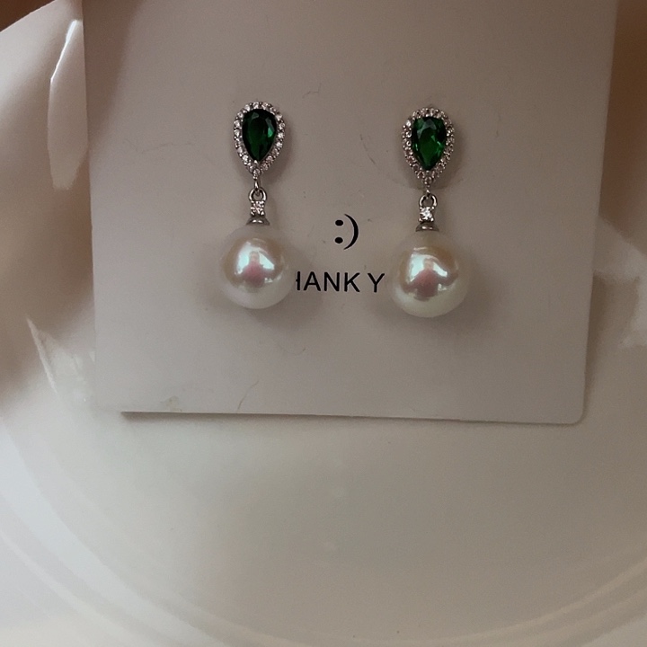 银S925镶嵌淡水珍珠耳饰