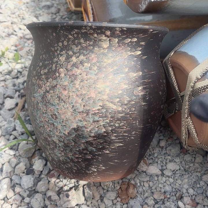 紫砂花盆泼墨口径22高度23