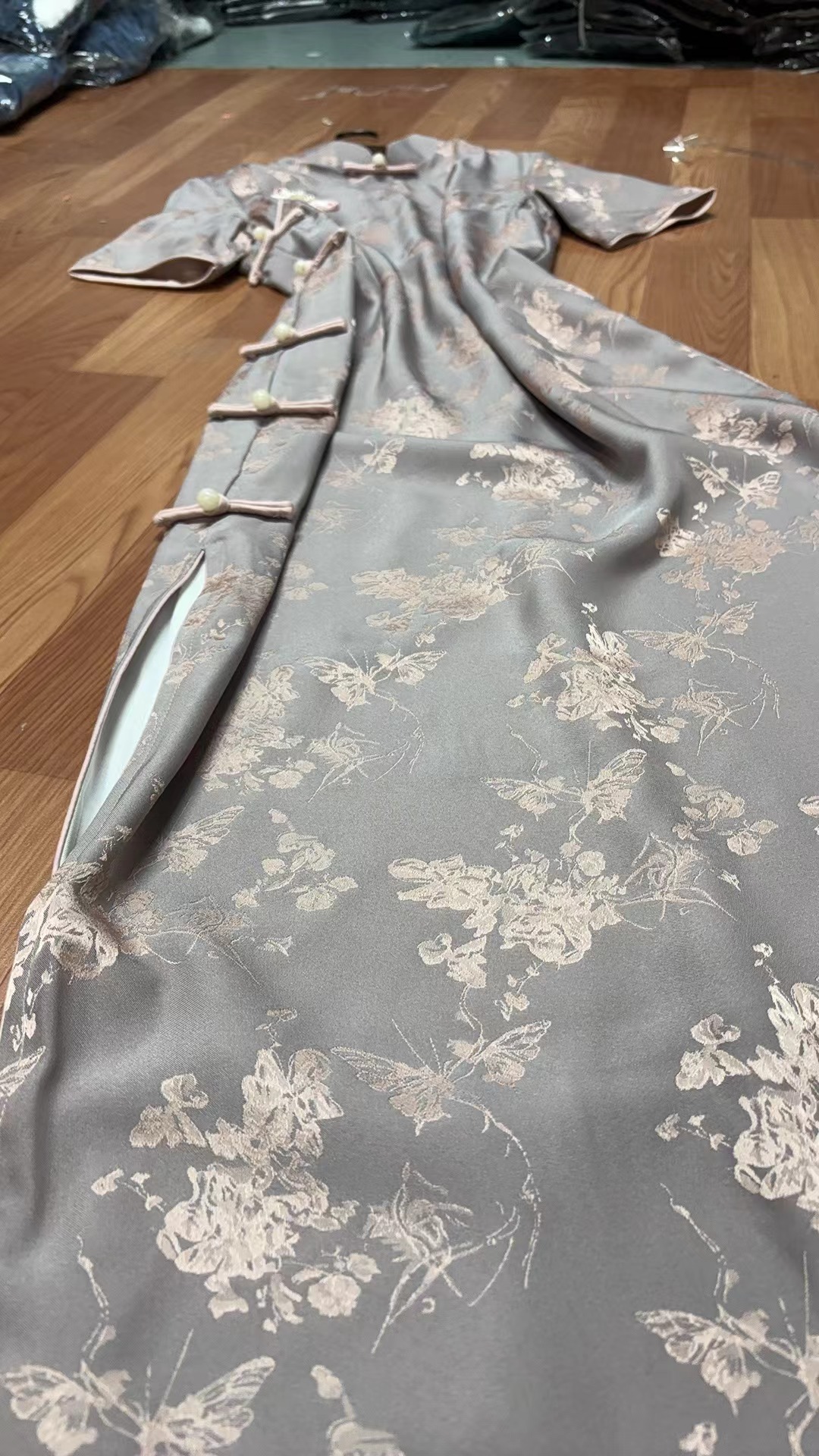 146-紫色 蝴蝶扣 高级 气质 改良 旗袍