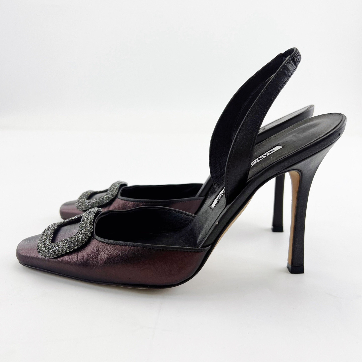 95新 MANOLO BLAHNIK/莫罗·伯拉尼克 36码/酒红色高跟鞋/15866866