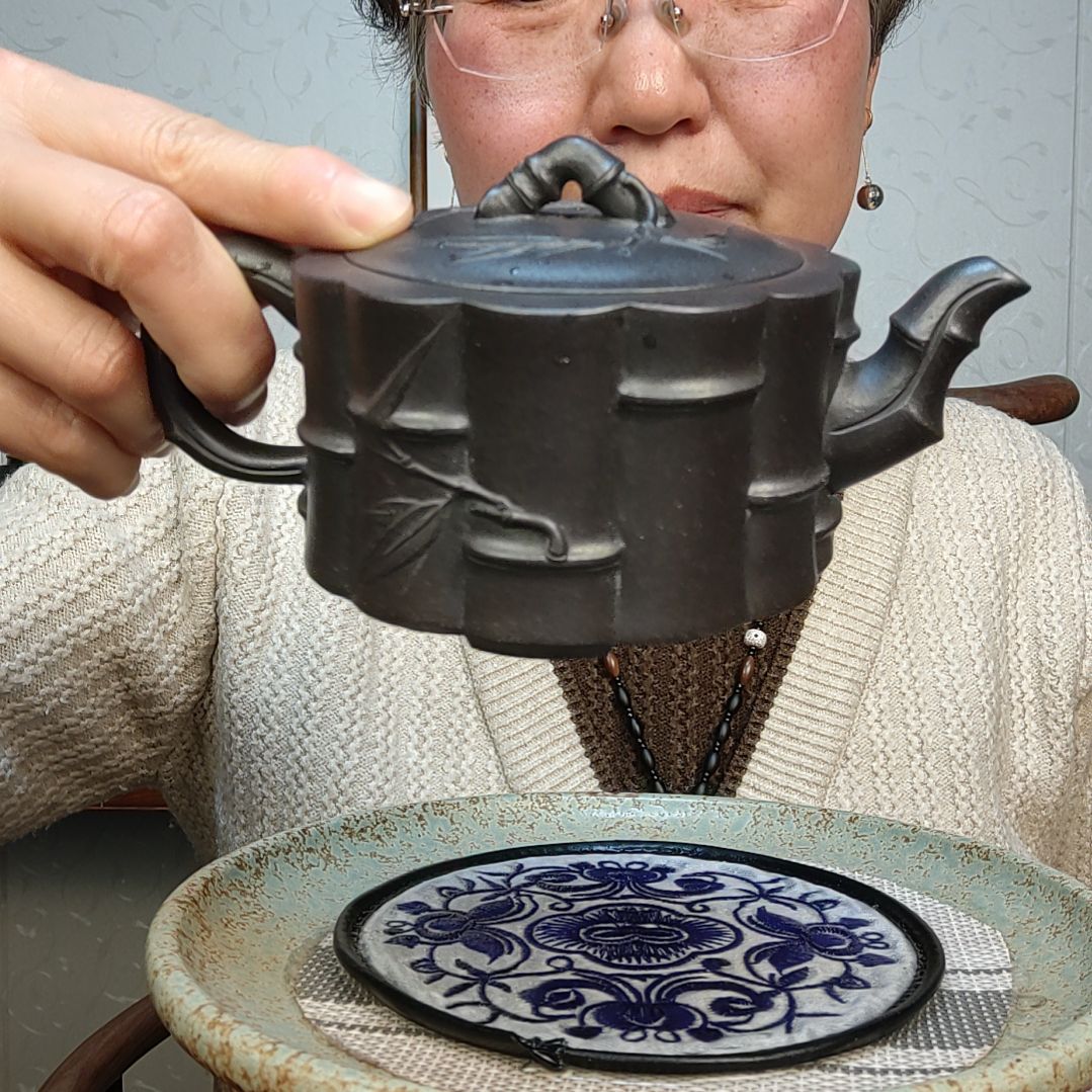 紫砂茶壶石黄节节高升300