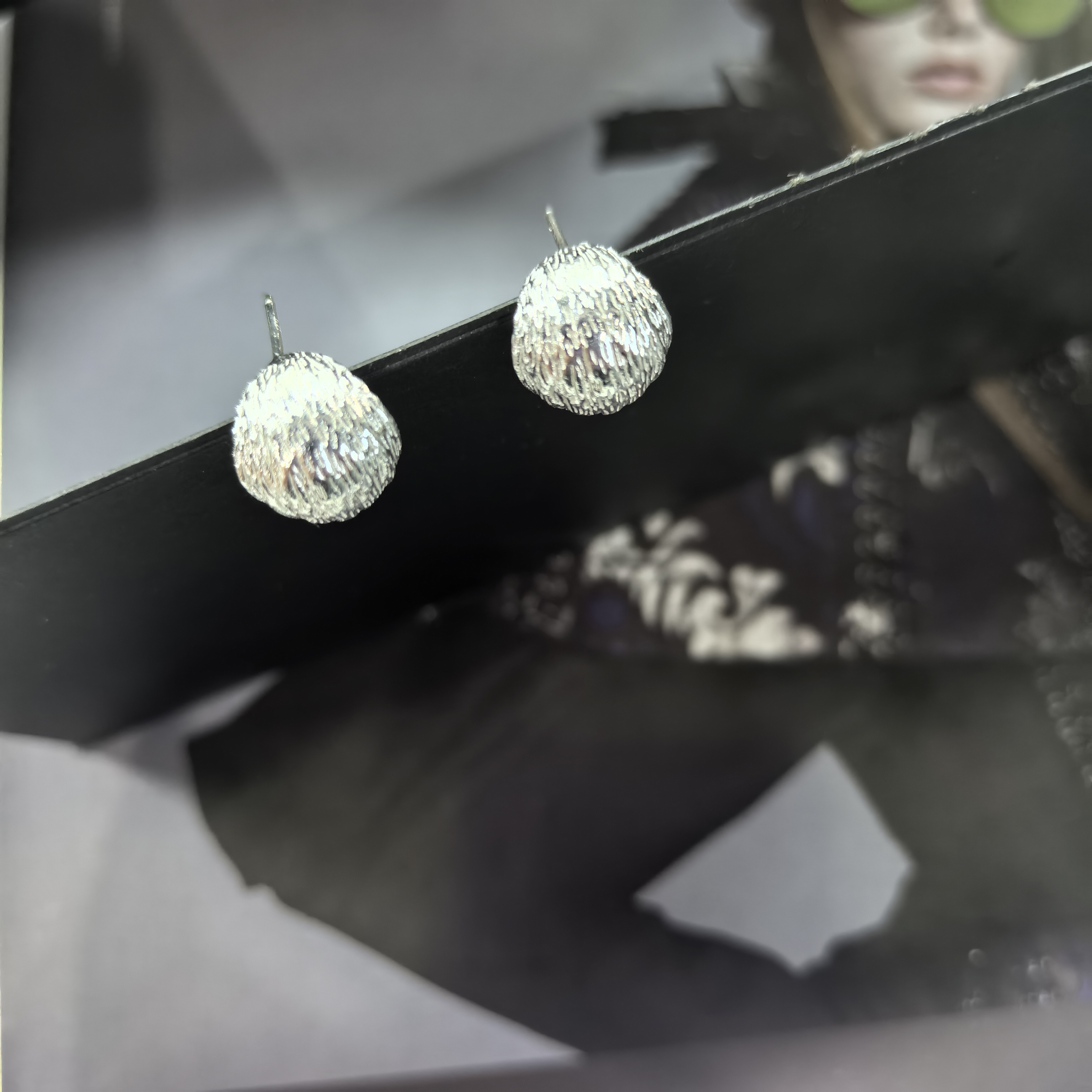 925银耳饰 饰精致简约轻奢高级款-树藤肌理C圈耳环1194