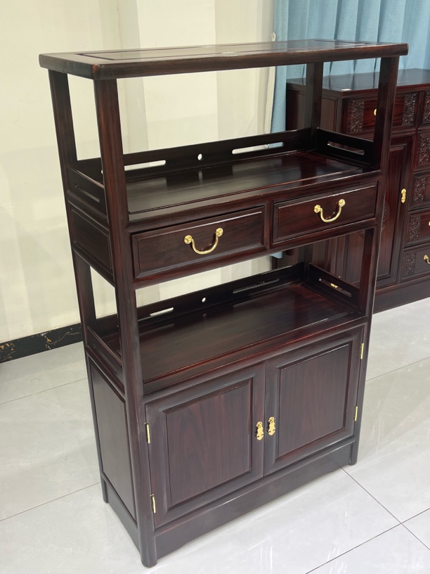 福瑶红木家具 黑酸枝木新款茶水柜储物柜博古柜小书柜80✖️34✖️128