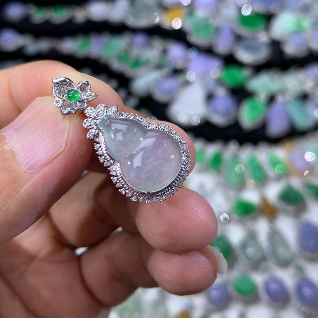 翡翠18K金镶嵌吊坠(不含链)