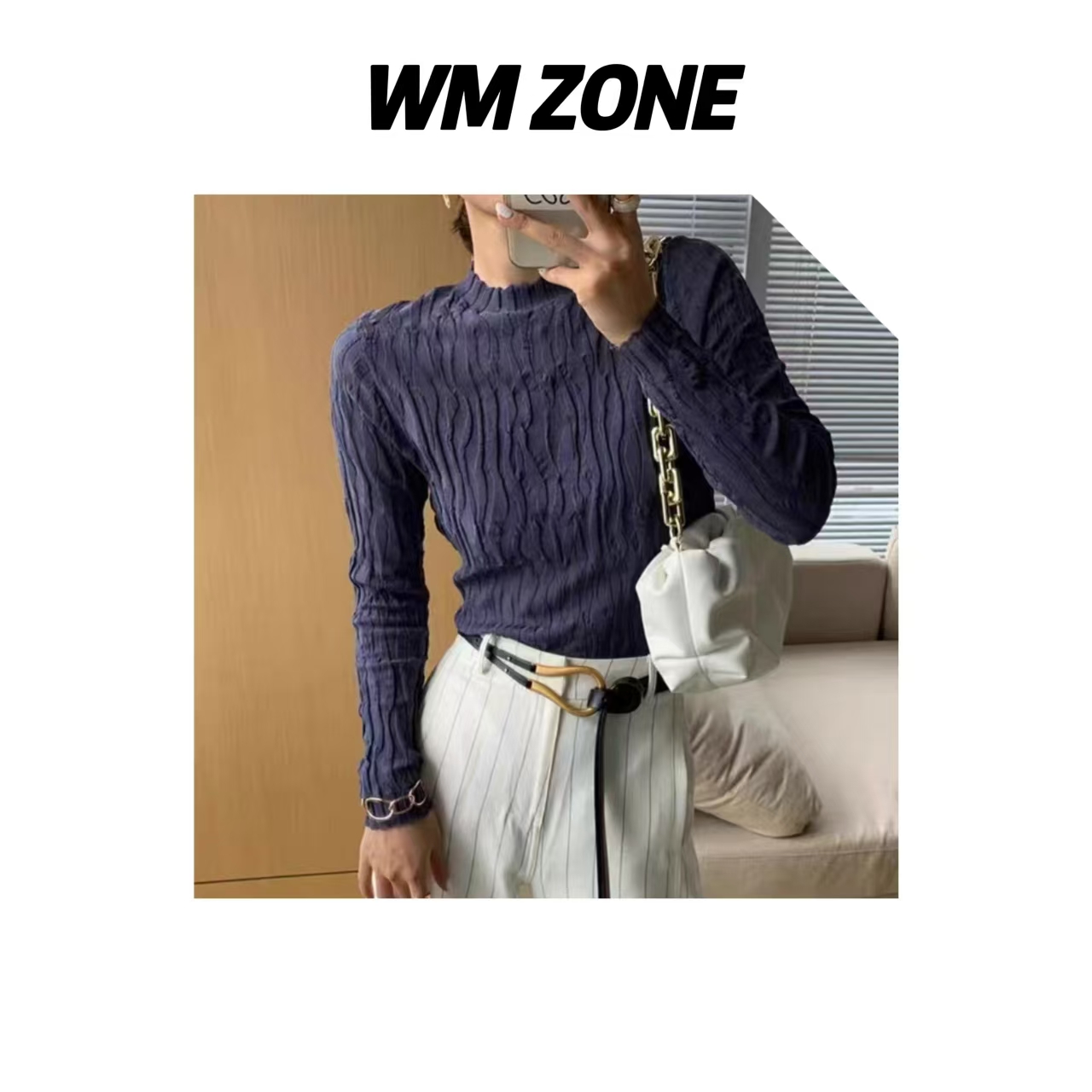 虎儿 4-2392 肌理感褶皱针织长袖