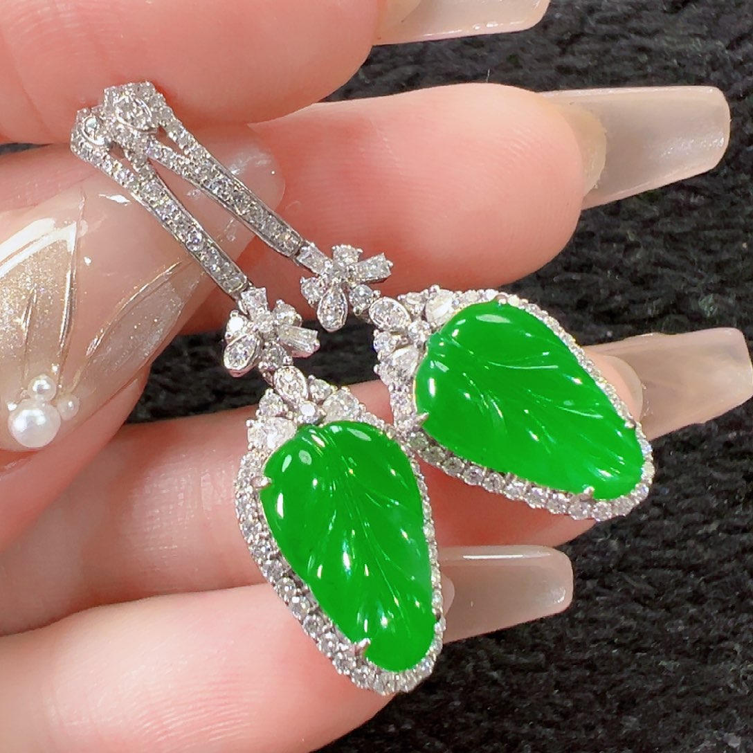 翡翠18K金镶嵌耳饰【福利款】签收后24小时鉴赏期