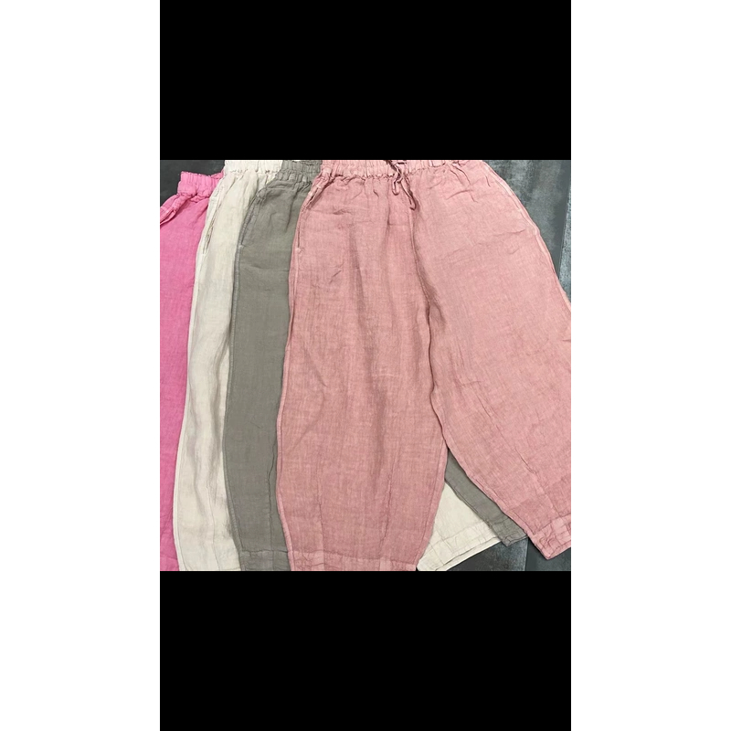 3418肌理麻褶皱老爹裤休闲亚麻宽松大码复古做旧春季新款裤子阔腿