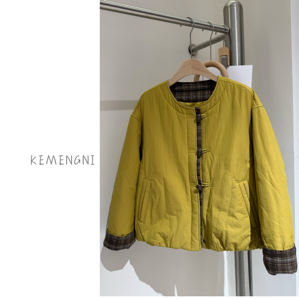 X139轻薄短款休闲宽松拼接棉服秋冬新款保暖上衣