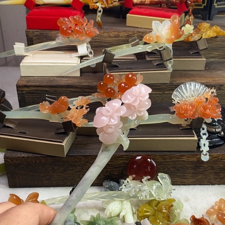 蛇纹石玉合金发饰