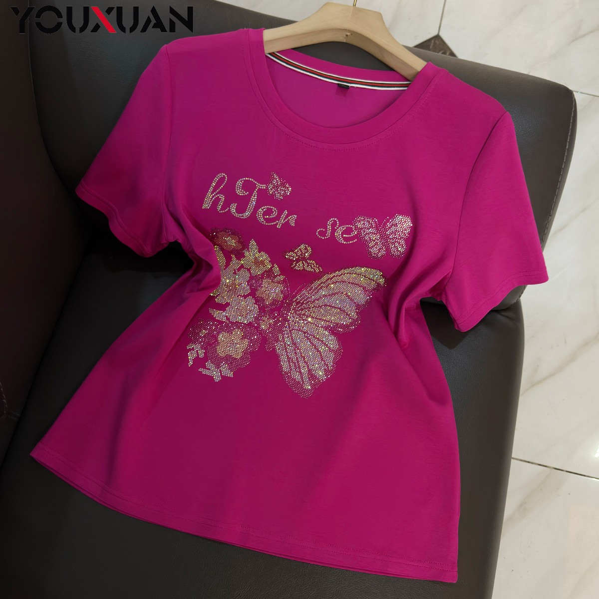 春夏季新品女士短袖圆领休闲T恤上衣女装时尚气质小衫89291