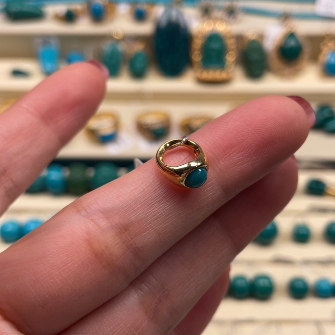 18K金镶嵌绿松石珠宝奇石卡环