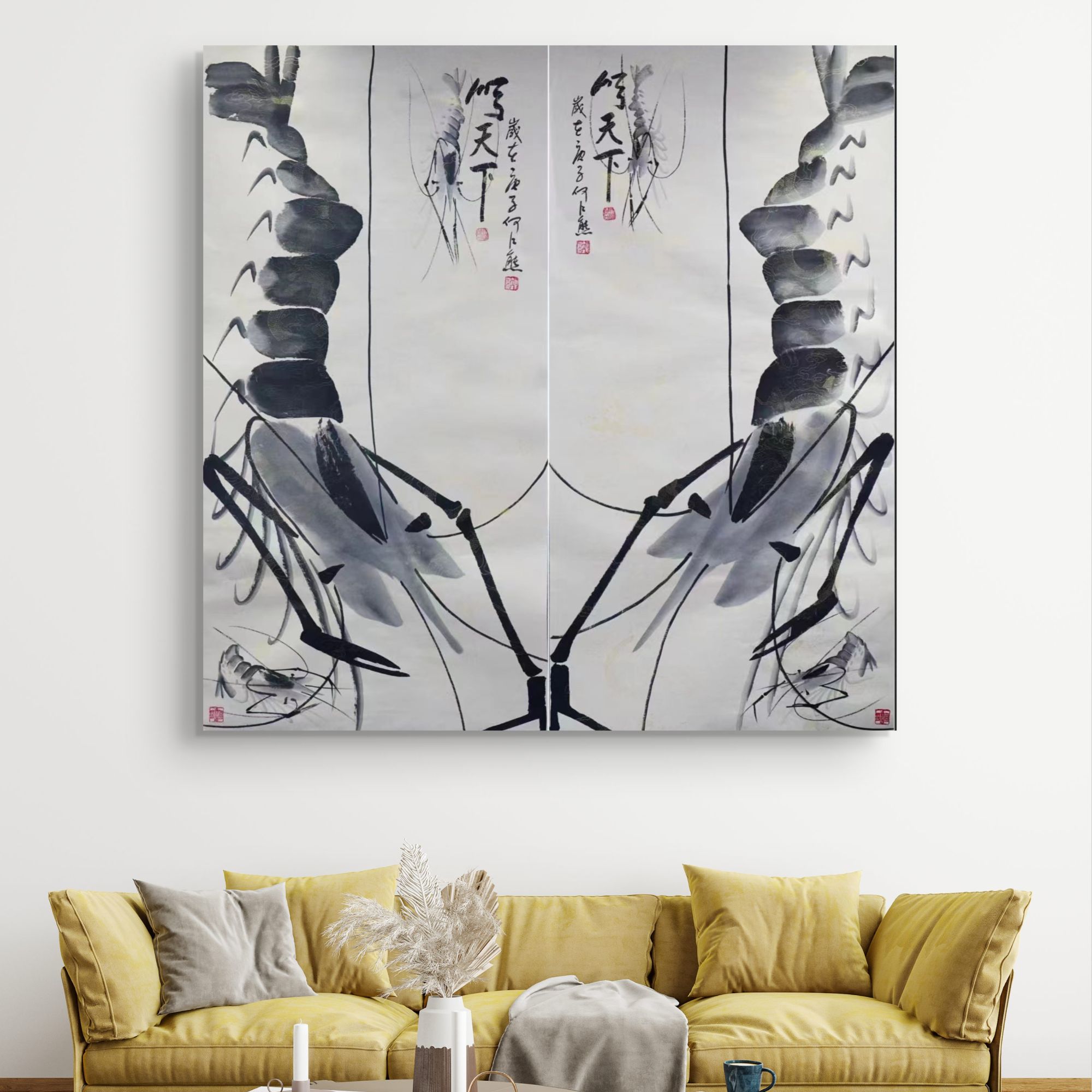 国画《顺天下》墨对 何江熊绘画作品 四尺 宣纸