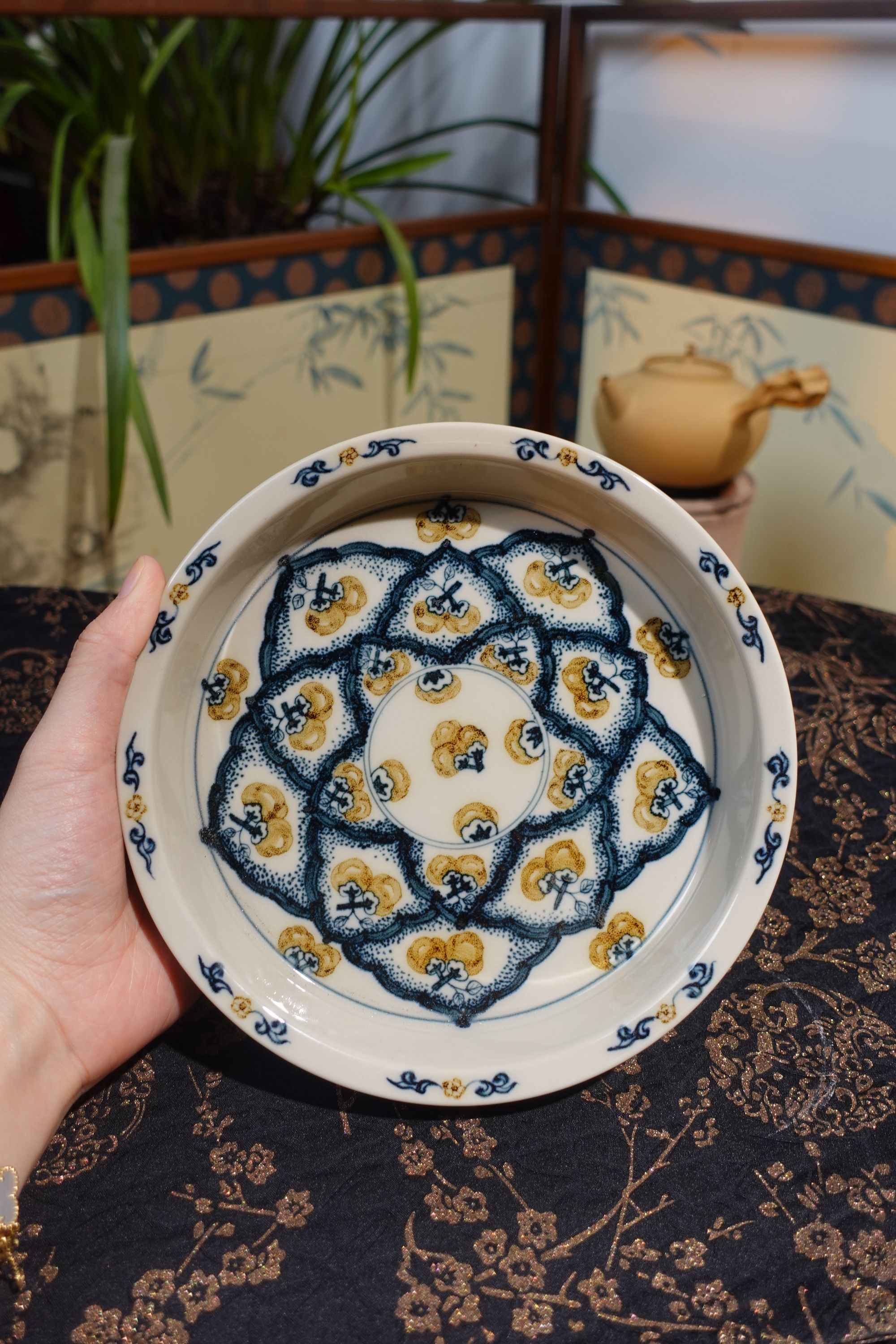 怀元畅古釉里金柿柿如意壶承景德镇泡茶器具纯手工复古